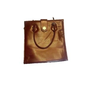 Paris‎ Roma Brown Faux Leather Tote Bag Handbag Purse Square Classic Elegant
